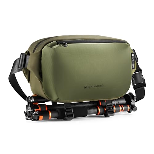 K&F Concept Bolsa capa câmara flex, bolsa para câmara Sling câmera, bolsa de tiracolo câmara impermeável resistente, mochila pequena para câmara SLR DSLR, Verde, Mochila fotográfica