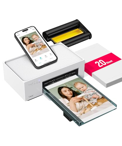 Liene Amber M100 Impressora fotográfica, 10 x 15 WiFi impressora fotográfica instantânea para PC/iPhone/Android, com 20 papéis fotográficos/cartucho, impressão de sublimação, 300DPI, impressora móvel