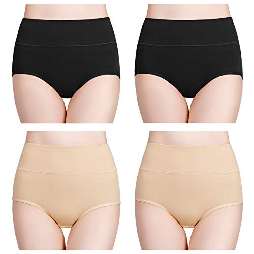 wirarpa Cuecas Culotte de algodão para mulher cuecas de cintura alta confortável faixa redutora ajuste