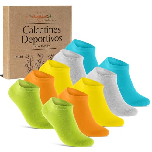 sockenkauf24 10 Pares Calcetines Tobilleros Hombre Mujer Calcetines Cortos Algodón Transpirables