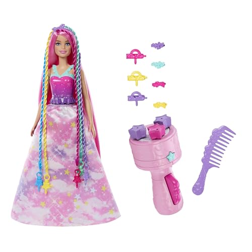 Barbie Dreamtopia Boneca fantasia Twist 'N Style com cabelo colorido, pente para fazer tranças e acessório para criar penteados, brinquedo + 3 anos (JCW55)