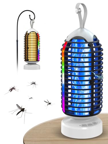 Mate mosquitos elétricos, Anysun Candeeiro anti-mosquitos com luz LED para interior e exterior, anti-mosquitos elétrico de 3000 V resistente à água para casa, pátio, jardim e campismo
