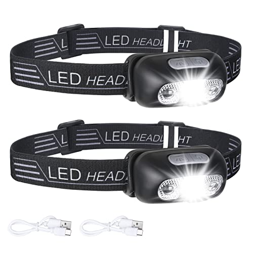 flintronic Lanterna frontal LED, 2 peças de 3 modos recarregáveis lanternas frontais com função de controlo do sensor, 1500 lúmens lanternas LED USB recarregáveis impermeável para campismo, excursão,