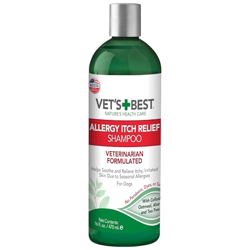 Vet's Best Shampoo para cães de alívio da coceira de alergia | Limpa e alivia o desconforto causado por alergias sazonais, 470 ml