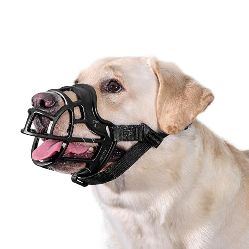 OneTigris Bozal, focinho macio para cães de borracha resistente, alça ajustável adequada para focinhas de cães médios e grandes, prevenção de latidos, mordidas e mastigações (XL)