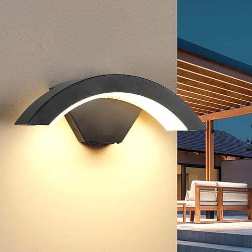 SENQIU 24 W LED apliques de parede exterior modernos, branco quente 3000 K candeeiro de parede LED, impermeável IP65, aplique exterior de alumínio para terraço, jardins caminho varanda