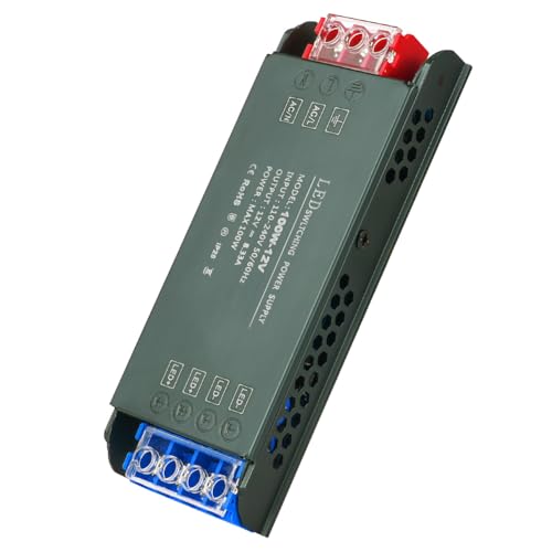 URAQT Transformador de 220 V a 12 V, 100 W, de comutação compacta, 16,6 A Driver fonte de alimentação de voltagem constante para faixa LED, lâmpadas e luzes de interior
