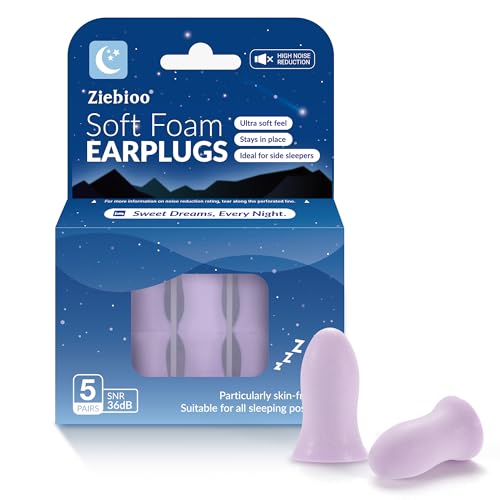 Ziebioo Tampões ouvidos ruído dormir, design ergonómico, SNR de 36 dB, tampões para os ouvidos hipoalergénicos com cancelamento de ruído para ressonar, voar, estudar, trabalhar