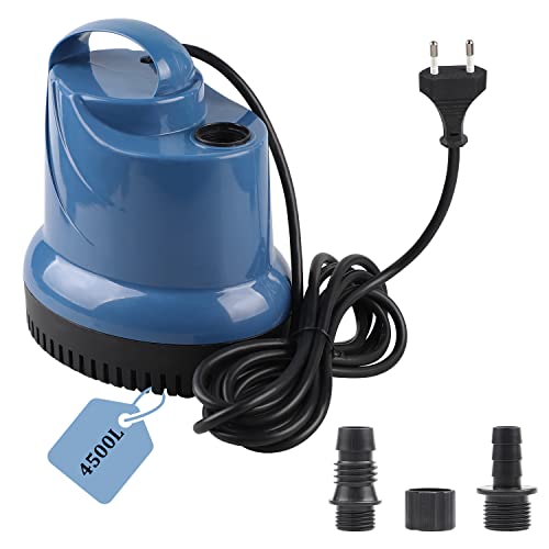 EXLECO Mini bomba de água submergível para aquário, 4500 L/H, 130 W, 230 V, altura de extração de 3,8 m, cabo de 2,5 m, diâmetro de saída de 16/20/25 mm, para jardins, aquários, tanques, poços