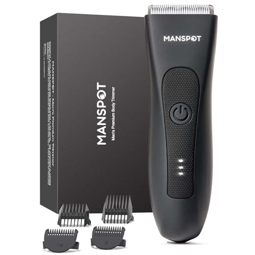 MANSPOT Máquina de barbear corporal masculina, máquina de depilação corporal homem com lâmina de cerâmica removível, IPX7 resistente à água, seca e húmida, para Axilas, peito, pernas e genitais