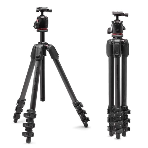 Manfrotto 055RO XPAS, tripé para câmera, fibra de carbono 4 secções, kit com rótula XPRO, coluna 90 graus, carga 15 kg, arca-Swiss, para DSLR/sem espelho, tripé fotográfico profissional