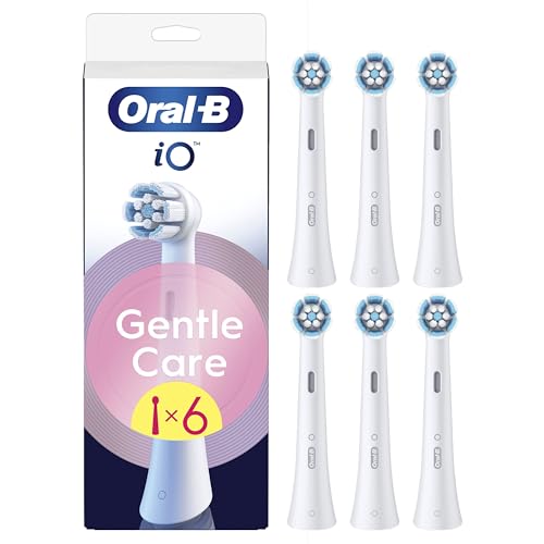 Oral-B Série iO Gentle Care cabeças de substituição originais, conjunto de 6 peças brancas para escovas de dentes elétricas oral - B iO, escovado suave, adequado para gengivas sensíveis