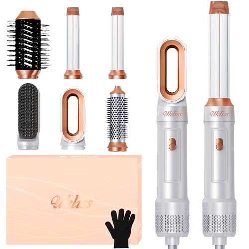 Secador de cabelo profissional 6 em 1, UKLISS Asciugacapelli & Air Styler com automático encaracolado de ar, térmica Brush, Hair Dryer, escova de ar quente, secador de moldagem presentes para mulheres