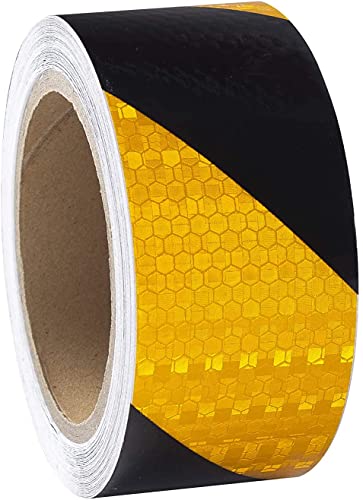 XFXIA Fita refletora adesiva, Res resistente a adesivos refletores fita de segurança auto-adesiva para carro camião mota barco bicicleta reboque Camper (20 m * 5 cm, amarelo e preto -1)
