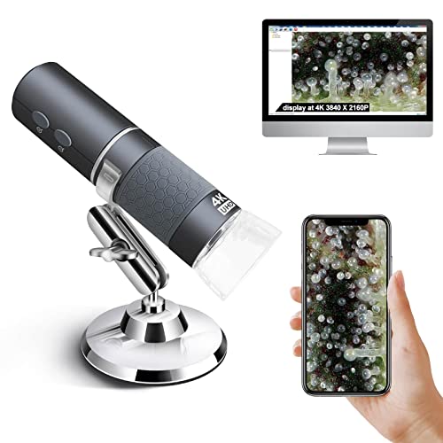 Ninyoon 4K WiFi Microscópio para iPhone Android, 50 a 1000X microscópio digital USB sem fios super HD endoscópio câmara para todos os iPhone iPad Android telefones Tablet Windows Mac Chrome Linux