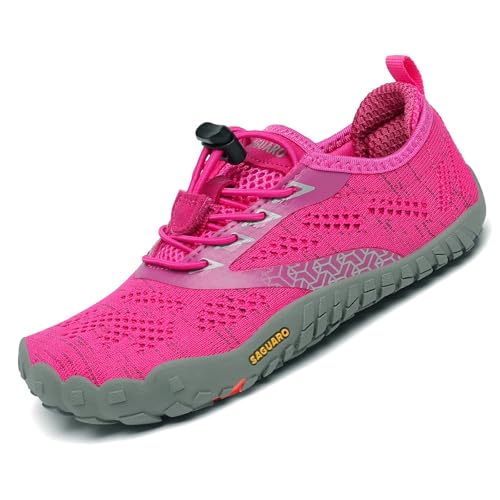 SAGUARO Calçado escalço crianças sapatilhas de trilho meninas respiráveis minimalistas sapatilhas de desporto para exterior interior, 24-36 UE