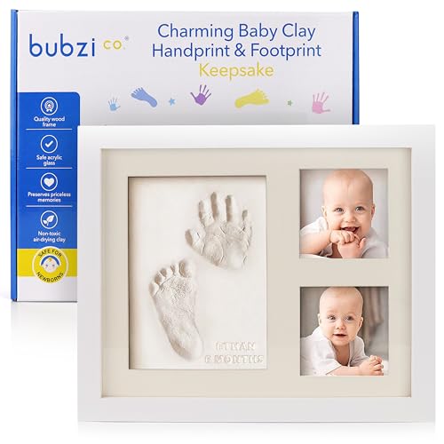 Bubzi Co Kit de lembranças para meninos e meninas recém-nascidos, presentes para bebés e bebés, presentes para chá de bebé, molduras de fotos de arte de memória para a lista de bebés, decoração (Fresh