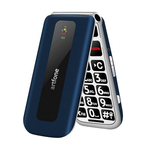 artfone F20 - Telemóvel para idosos sem internet, cor azul 2G gsm, ecrã colorido de 2,4 polegadas, duplo SIM, botão de chamada de emergência, lanterna, 1200 mAh
