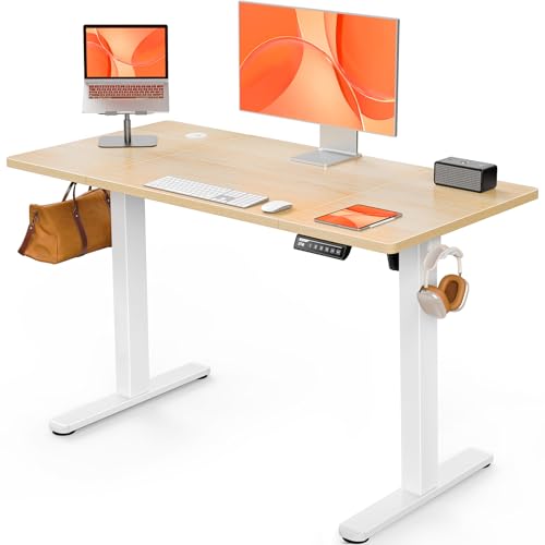 ErGear Secretária elétrica elevável, mesa ajustável em altura 120 x 60 cm, mesa levantável com painel inteligente de 5 memórias, mesa de escritório em casa com tabuleiro montado