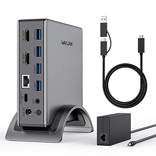 Dock Station, WAVLINK 10 em 1, Dual 4K HDMI Docking Station USB C com 100 W PD, Gigabit Ethernet, para M1/​​M2, MacBook Pro/Air, Surface Pro, DELL XPS, Windows, Thunderbolt 3/4