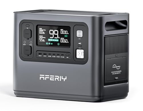 AFERIY Gerador elétrico portátil de 1200 W, gerador elétrico de 960 Wh com bateria Lfp, carregamento rápido em 1 hora, saída de 220 V - 240 V, Sai, gerador solar para casa/Camping/Tipo. trabalho