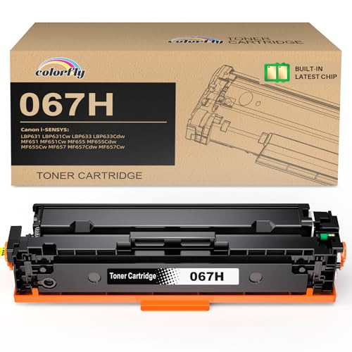 colorfly 067H 067 Toner compatível com Canon Toner 067H preto para Canon i-SENSYS LBP631 LBP631Cw LBP633 LBP633Cdw MF651 MF657 MF651Cw MF657Cw MF655 Cw Cdw 57 Cdw 1 pacote