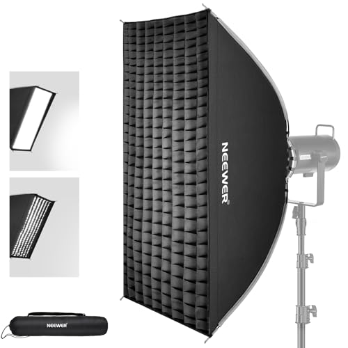 NEEWER Caixa de luz retangular dobrável de 24 x 35 polegadas com difusores/grade de favo / saco, compatível com luzes de vídeo Godox Aputure 120d Q4 Studio Flash estroboscópicas, NS16S