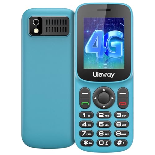uleway 4G Telemóvel para idosos, fácil de usar, duplo SIM, ecrã LCD de 1,8", discagem rápida, carregamento USB-C, lanterna, alto volume