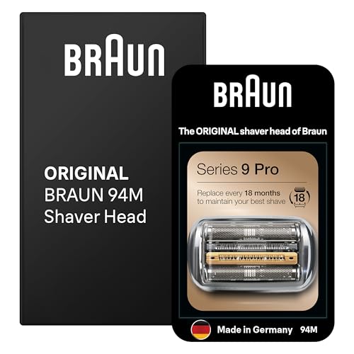 Braun Série 9 Pro cabeça de substituição 94 M original para máquina de barbear elétrica para homem, nova geração, compatível com máquinas de barbear série 9, fabricado na Alemanha, prata