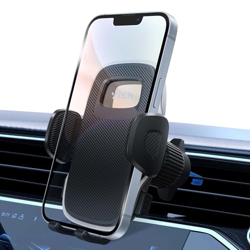 YISH Porta suporte móvel carro 360° suporte telemóvel carro [gancho melhorado e silicone] suporte telemóveis para carro, fixação telemóvel carro com iPhone, Samsung, Google, Sony e muito mais (preto)