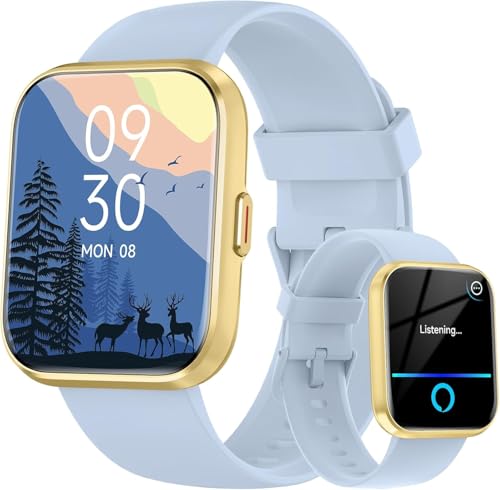 Relógio inteligente mulher com chamadas e Alexa integrada, 1,8" Smartwatch mulher com pulsómetro/sono/SpO2, WhatsApp notificações, 110 modos desportivos, relógio desportivo impermeável IP68 para