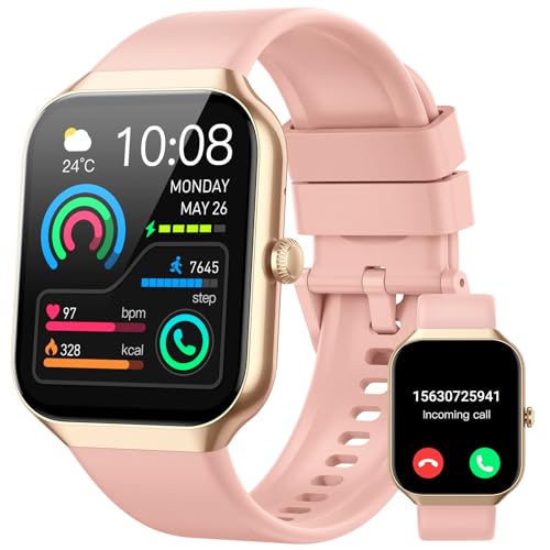 Relógio inteligente mulher homem, 2025 novo Smartwatch 1,96" chamada Bluetooth, monitor de sono/podómetro, 113 modos desportivos, pulseira atividade impermeável IP68 para Android iOS rosa