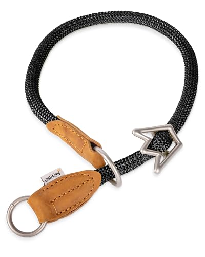 Rudelkönig Coleira antipuxões cão Emma - coleira elegante treino cães de couro e nylon - ø 12 mm