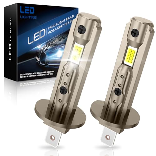 JOSHF Lâmpada H1 Led farol atualizado para carro, CSP 80W 20000LM 700% brilho 6500K branco, substituição para lâmpadas halogénicas, 1:1 mini LED H1, DC12 V (2 lâmpadas)