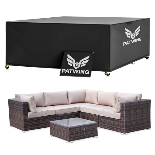 PATWING Capa para móveis de exterior impermeável, 600D Oxford capa de mesa de jardim impermeável, resistente ao vento contra raios anti-UV capa protetora móveis e jardim (170 * 94 * 70 cm)