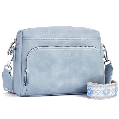 MUIIKOLA Mala de ombro para mulher, bolsa cruzada para mulher, pequena, de couro sintético, alça de ombro para mulher com alça de ombro Verstelbaar, A-light Blue, Contemporal/útil
