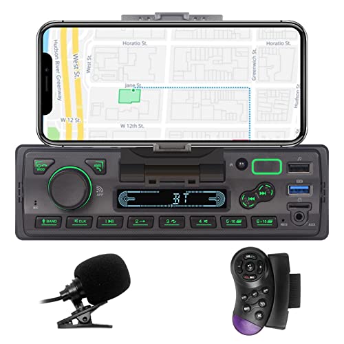 Rádio carro LXKLSZ autorrádio Bluetooth 1 DIN com App Control MP3 suporte USB/TF/AUX/carregamento rápido/chamadas mãos livres/rádio FM/com suporte para telefone