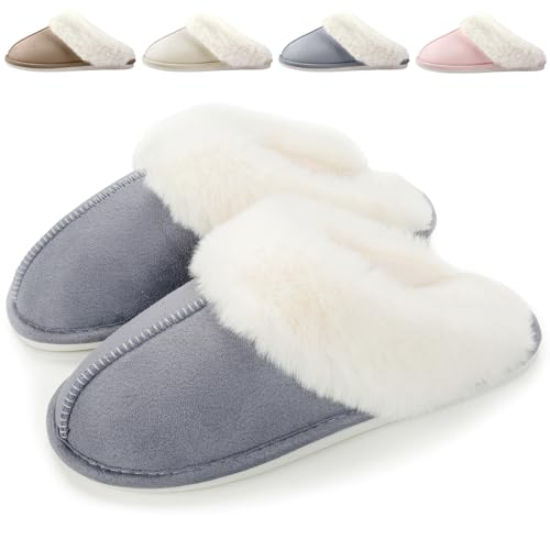 Zapatillas de Estar por Casa Mujer Hombre Invierno Zapatos Caliente de Lana Antideslizante Pantuflas Casa Peluche Forro Comodas Slippers