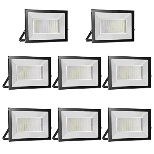 loyal 8 Pack Foco LED para exterior, 150 W, alto brilho 15000 LM projetor LED exterior iluminação 3000 K branco caldo, luz de segurança impermeável IP65, candeeiro LED parede teto para jardim garagem