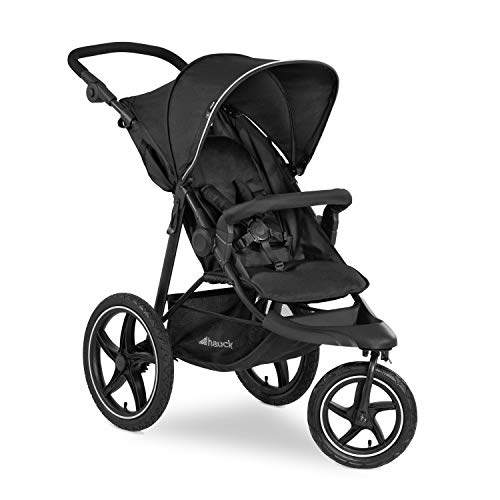 hauck Runner 2 cadeira de passeio leve até 22 quilos - carrinho de bebé reutilizável desde o nascimento - carro de 3 rodas pneus grandes - UV 50 - preto