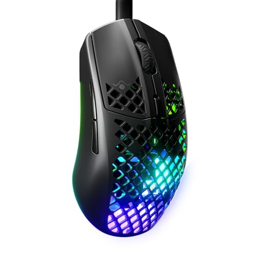 SteelSeries Aerox 3 - Raton Gaming com cabo, design ultraleve resistente à água, RGB - sensor ótico TrueMove Core 8500 DPI - Onyx