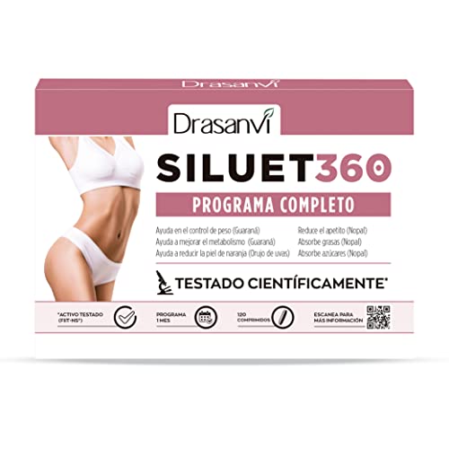 Drasanvi SILUET 360 - Programa completo - Fiit-ns® Nopal picolinato de crómio ácido hialurónico - ajuda no controlo da perda de peso - 120 comprimidos, 1