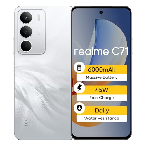 realme C71 Smartphone 6+128GB,6,67 polegadas, 120 Hz, bateria 6000 mAh, chipset UNlSOc T7250, câmara 50 MP AI, branco