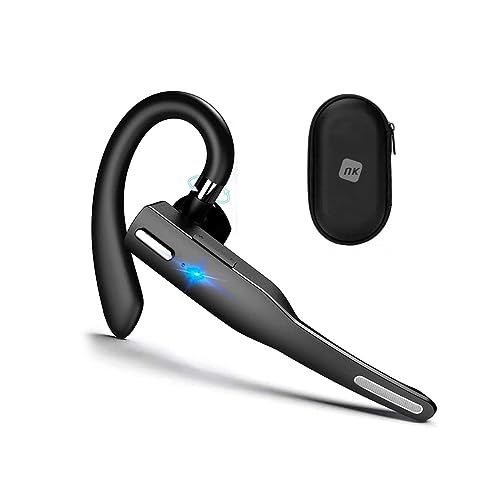 NK Auricular sem fios mãos-livres Bluetooth V5.1 com microfone e cancelamento de ruído, conexão de dois dispositivos para iPhone, Android e PC - inclui estojo