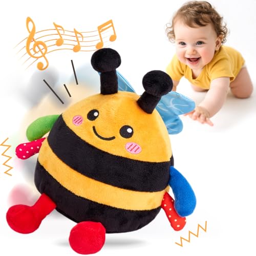 hahaland Brinquedos bebés 6-12 meses - 4 em 1 abelha dançarino com música e gravação, peluche interativo brinquedos crianças 1 ano - Tummy Time presentes bebé 6 9 12 meses