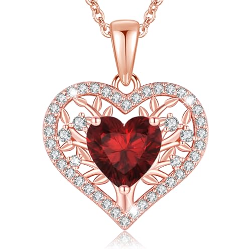 LAVUMO Collar Mujer Corazón Árbol de la Vida Joyas Mujer Plata de Ley 925 Regalos Originales Esposa Mamá Novia Navidad Cumpleaños Día San Valentín Regalo