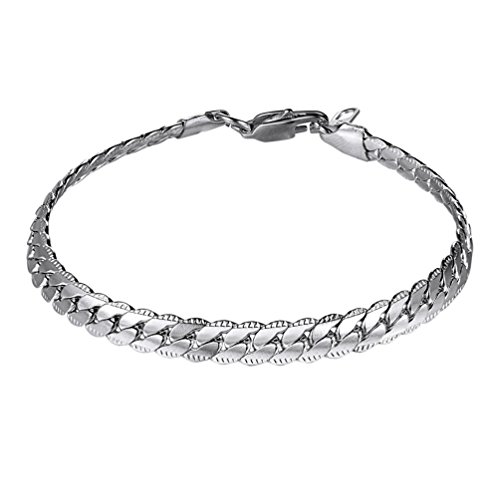 PROSTEEL Pulseira homem de corrente cúbica de aço inoxidável 6,5 mm de largura modelo clássico 21 cm/23 cm 3 cores para selecionar