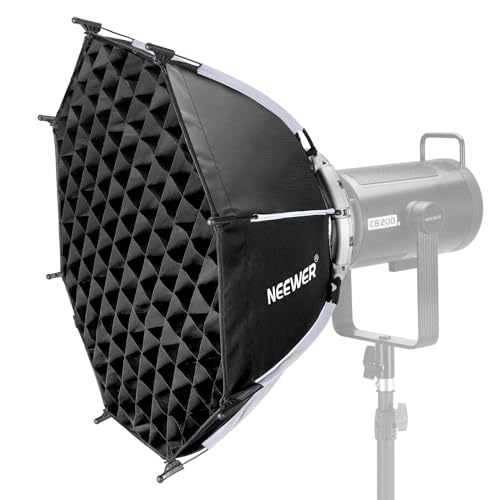 NEEWER Softbox octogonal de 55 cm, caixa de luz Bowens de libertação rápida com grade de favo, difusores de luz, bolsa para RGB CB60 CB60B CB200B MS60B MS60C MS150B S101-300W/400W Pro Vision 4 Q4,
