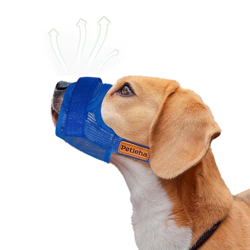 Bozal para cães, açaime de nylon macio, respirável, anti-latido, mordidas e mastigações, açaime confortável de malha suave, açaime para cães grandes, médios e pequenos (Bule, L)