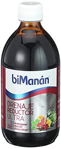 BIMANÁN Dreno redutor ultra – Complemento alimentar com Sarzaparrilla, Fucus e dente-de-leão para depuração, controlo de peso e bem-estar digestivo, 500 ml